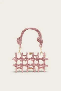 Cult Gaia Bess Rhinestone Shoulder Bag Shell Pink