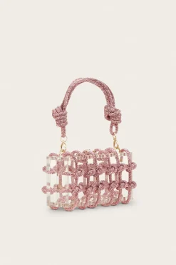 Cult Gaia Bess Rhinestone Shoulder Bag Shell Pink