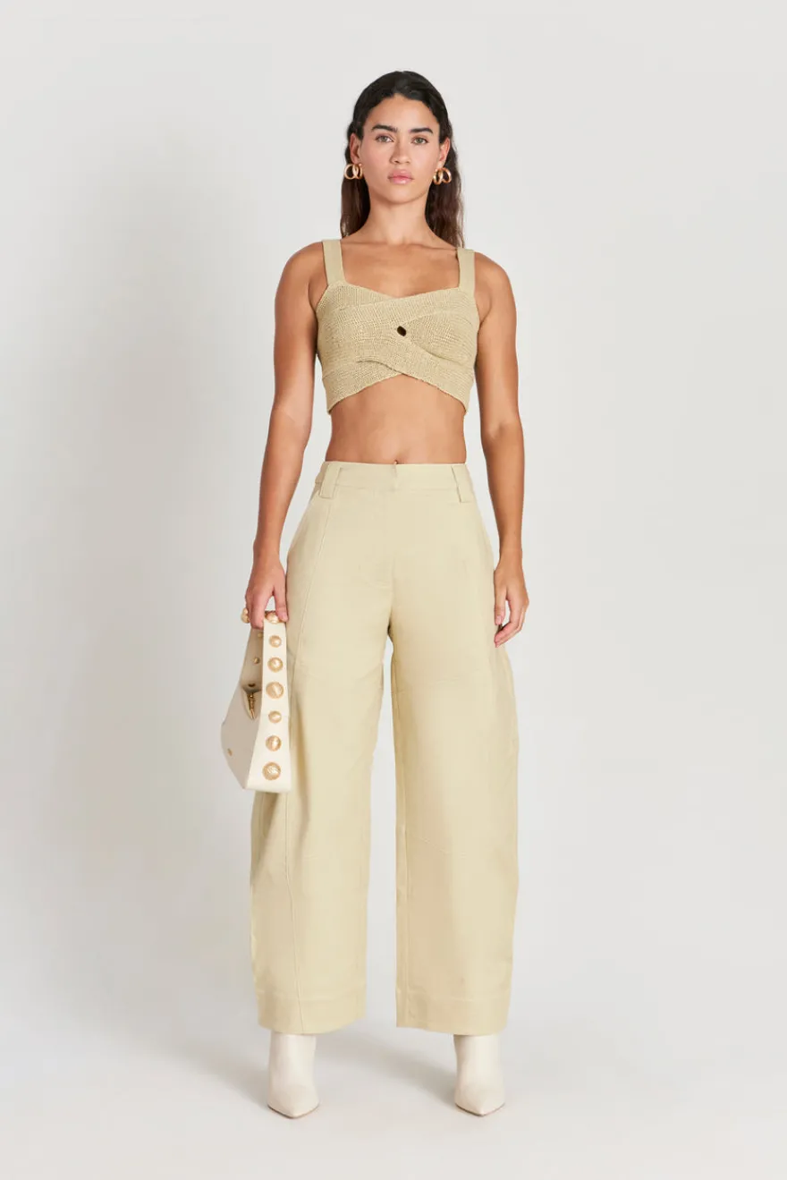 Cult Gaia Brieann Knit Top Khaki
