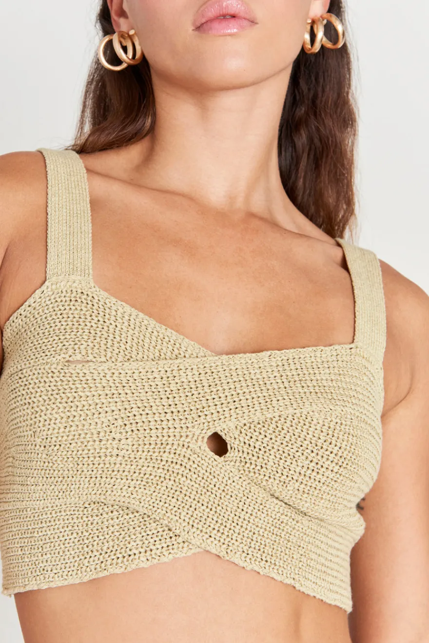 Cult Gaia Brieann Knit Top Khaki