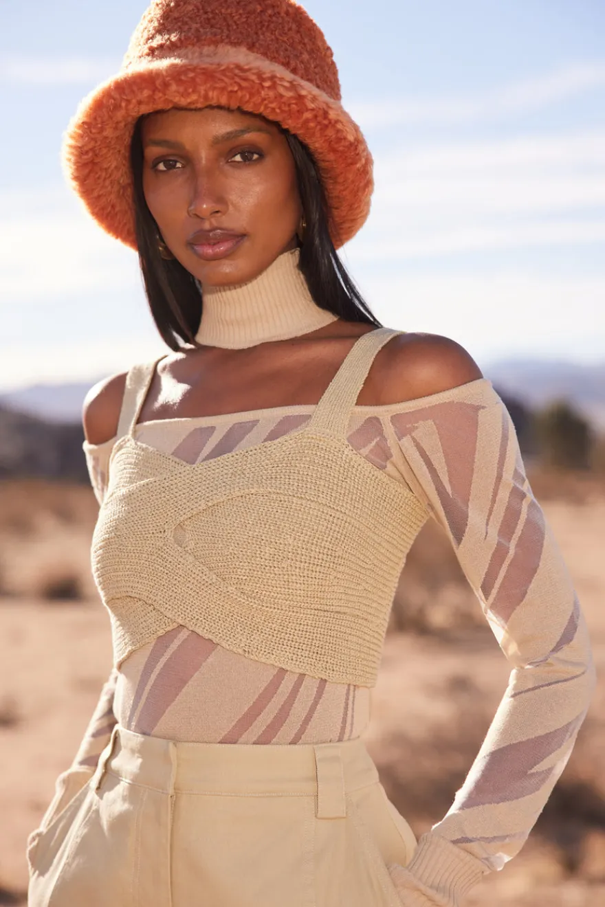 Cult Gaia Brieann Knit Top Khaki