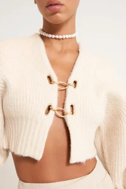 Best Cult Gaia Casella Knit Cardigan Off White