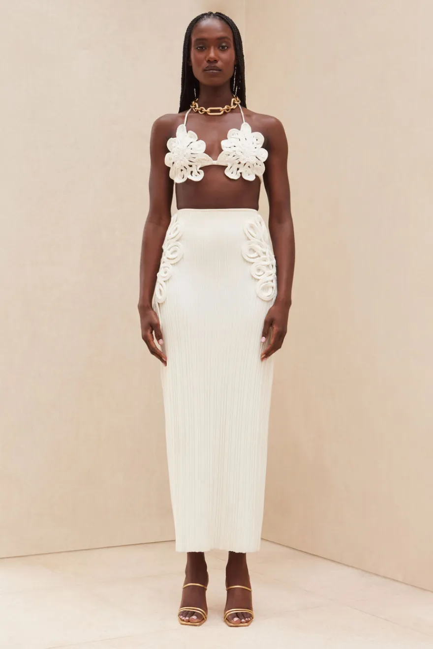 New Cult Gaia Chasina Knit Skirt Off White