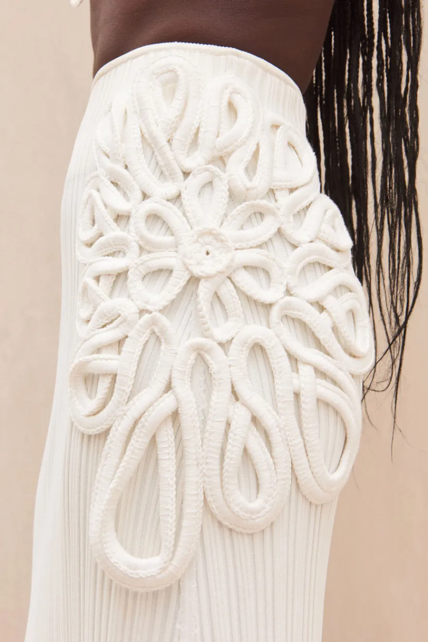 New Cult Gaia Chasina Knit Skirt Off White