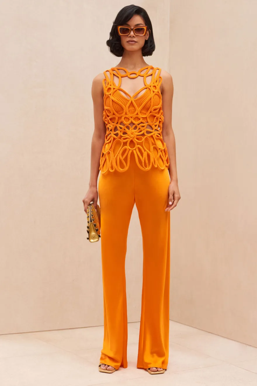 New Cult Gaia Danica Crochet Top Papaya