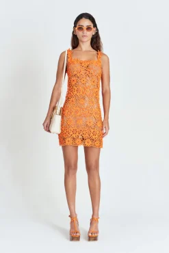 Online Cult Gaia Enra Crochet Dress Papaya Poppy