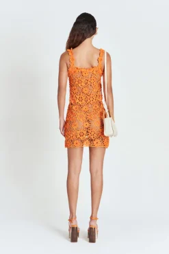 Online Cult Gaia Enra Crochet Dress Papaya Poppy