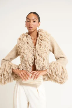 Hot Cult Gaia Fauna Knit Cardigan Khaki