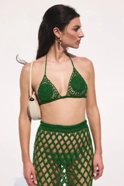 Best Cult Gaia Finn Knit Crochet Skirt Basil
