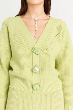 Best Cult Gaia Indra Knit Cardigan Avocado