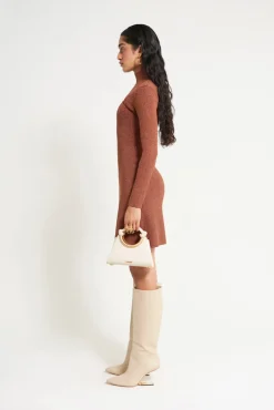 New Cult Gaia Jet Knit Dress Maroon Peak