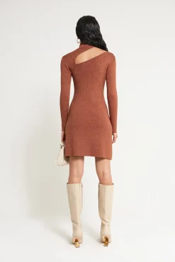 New Cult Gaia Jet Knit Dress Maroon Peak
