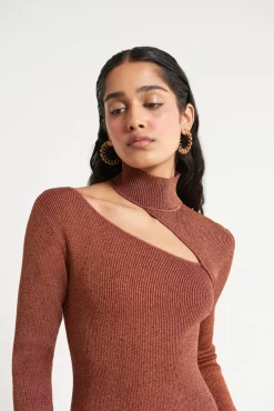 New Cult Gaia Jet Knit Dress Maroon Peak