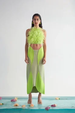 Cult Gaia Lenny Knit Skirt Mantis Jade