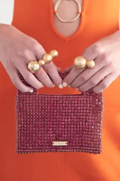 Discount Cult Gaia Lucinda Nano Rhinestone Clutch Dragonfruit