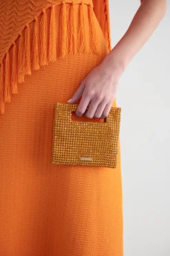 Clearance Cult Gaia Lucinda Nano Rhinestone Clutch Papaya