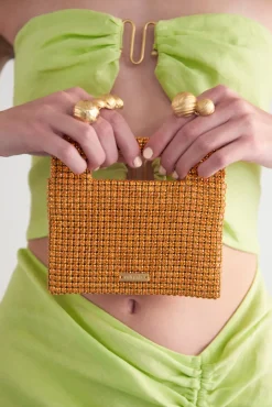 Clearance Cult Gaia Lucinda Nano Rhinestone Clutch Papaya