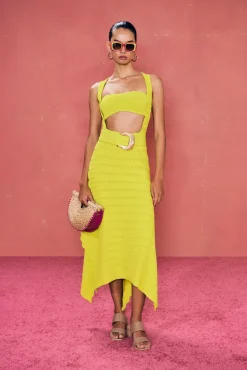 Hot Cult Gaia Natalia Knit Dress Citron