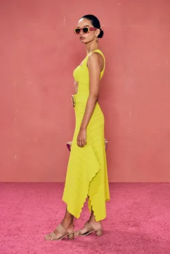 Hot Cult Gaia Natalia Knit Dress Citron