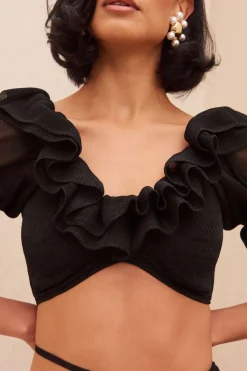 New Cult Gaia Paulina Knit Top Black