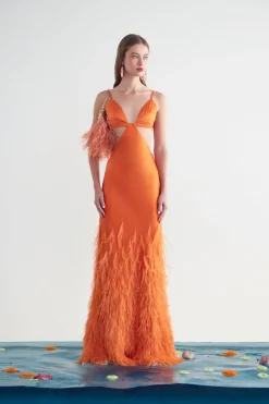 New Cult Gaia Raisa Gown Papaya