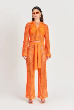 New Cult Gaia Velma Crochet Top Papaya