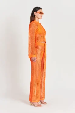 New Cult Gaia Velma Crochet Top Papaya