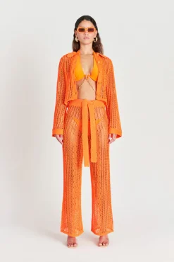 New Cult Gaia Velma Crochet Top Papaya